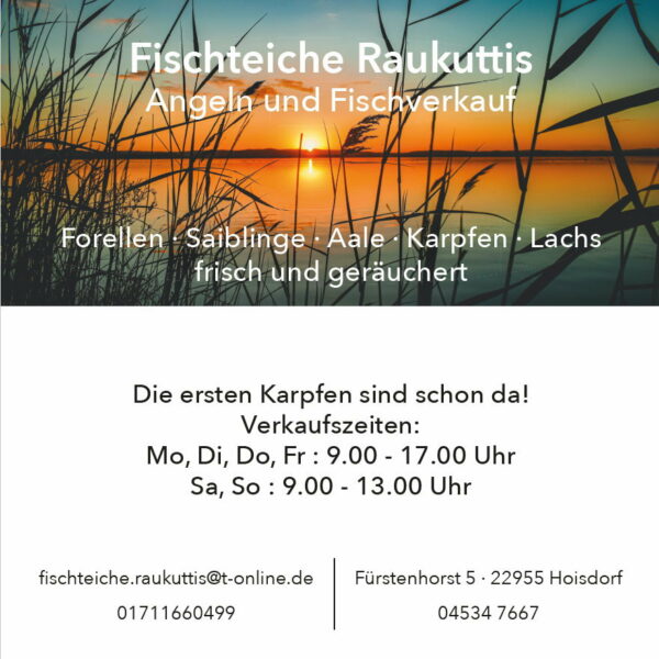 Fischteiche_Raukuttis Anzeige_10x10 Anzeige in örtlichen Zeitungen Anfang 2022